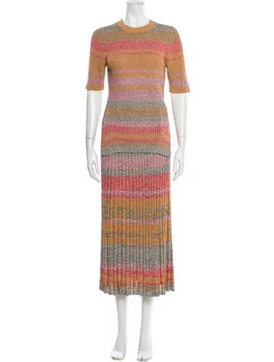 Pre-owned Zimmermann Striped Pleated Accents Skirt Set In Neutral