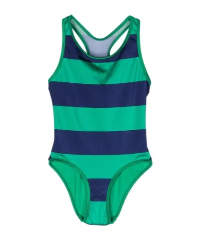Zimmermann Striped Racerback Swimsuit In Green