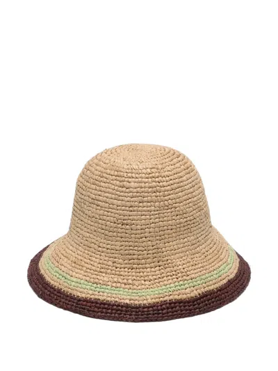 Zimmermann Striped Raffia Bucket Hat In Neutral