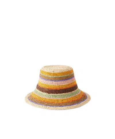 Zimmermann Striped Raffia Bucket Hat In Nude