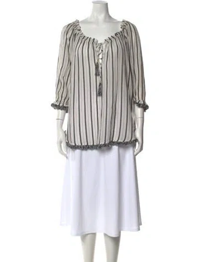Pre-owned Zimmermann Striped Scoop Neck Blouse In White