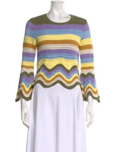 Pre-owned Zimmermann Striped Scoop Neck Sweater In Blue