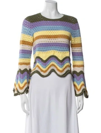 Pre-owned Zimmermann Striped Scoop Neck Sweater In Green