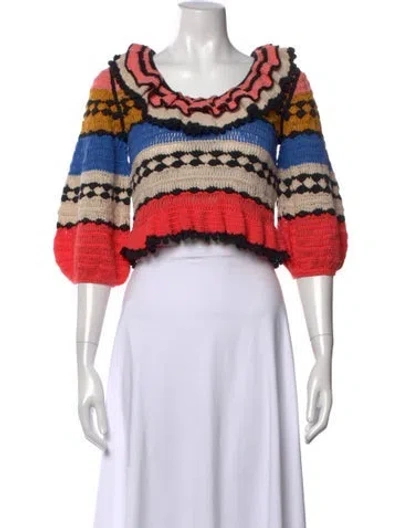 Pre-owned Zimmermann Striped Scoop Neck Sweater In Pink