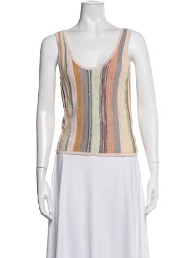 Pre-owned Zimmermann Striped Scoop Neck Top W/ Tags In Neutral