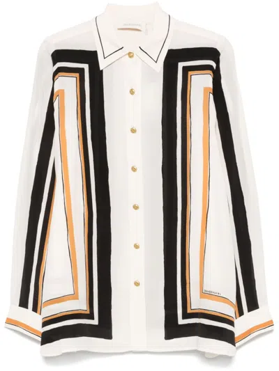 Zimmermann Striped Shirt In Yellow Cream