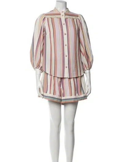 Pre-owned Zimmermann Striped Short Set In Neutral