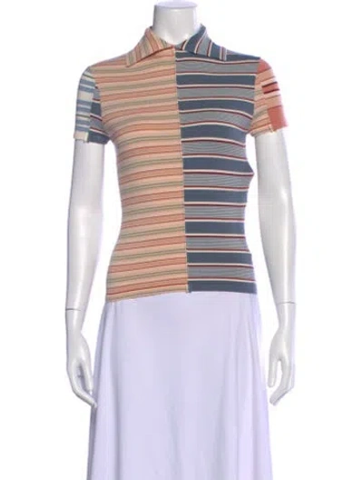 Pre-owned Zimmermann Striped Short Sleeve Polo In Multi