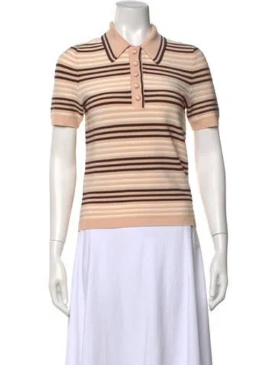 Pre-owned Zimmermann Striped Short Sleeve Polo In Neutral