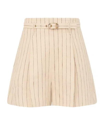 Zimmermann Striped Shorts In Neutral