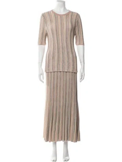 Pre-owned Zimmermann Striped Skirt Set In Neutrals