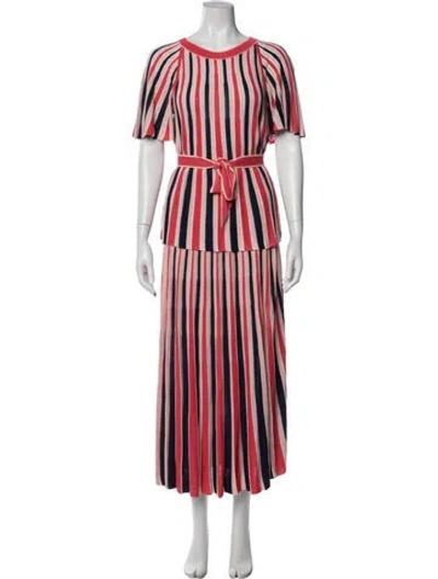 Pre-owned Zimmermann Striped Skirt Set In Orange
