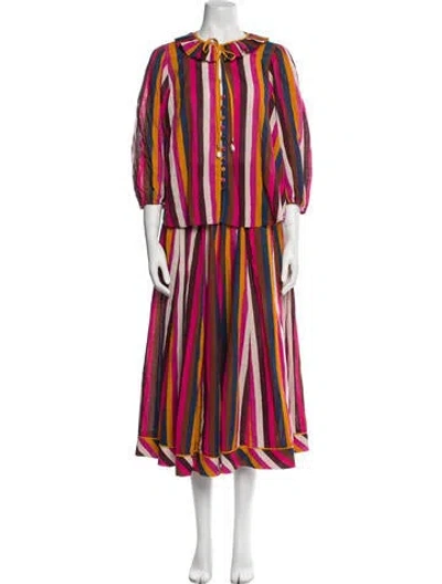Pre-owned Zimmermann Striped Skirt Set In Purple