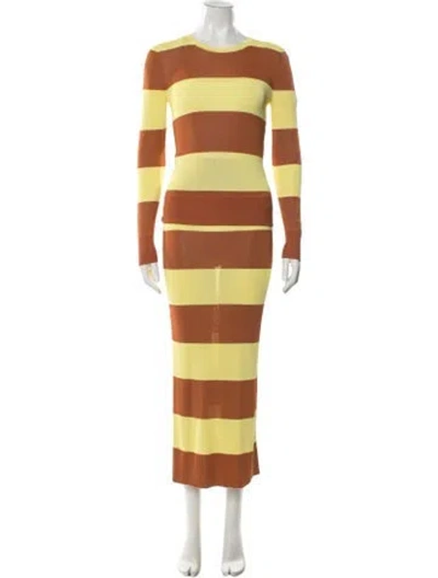 Pre-owned Zimmermann Striped Skirt Set In Yellow