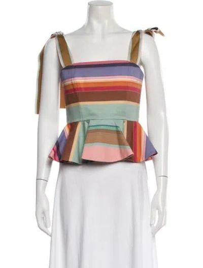 Pre-owned Zimmermann Striped Square Neckline Blouse In White
