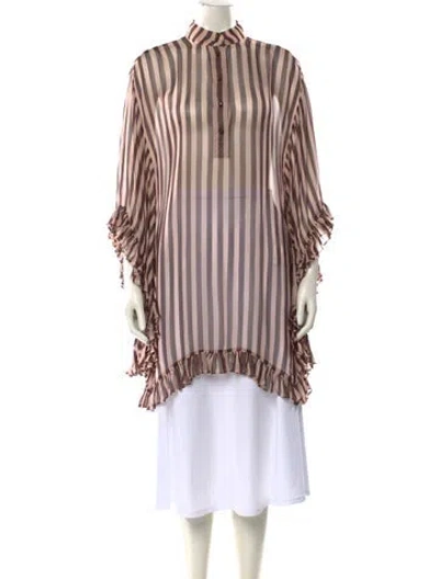 Pre-owned Zimmermann Striped Three-quarter Sleeve Blouse In Pink
