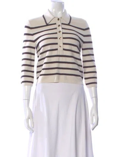 Pre-owned Zimmermann Striped Three-quarter Sleeve Polo In Multi