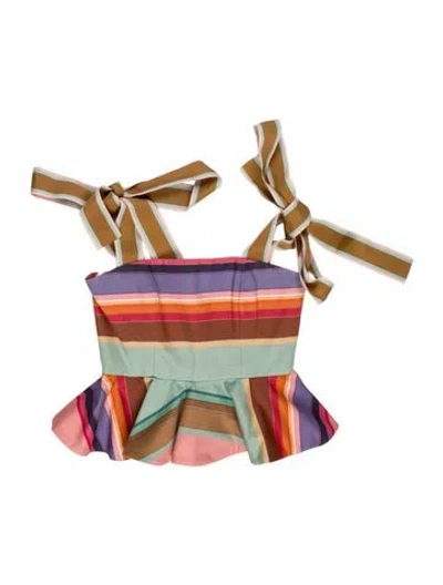 Pre-owned Zimmermann Striped Tie Neck Blouse In Multi