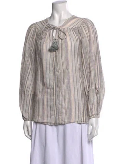 Pre-owned Zimmermann Striped Tie Neck Blouse In Neutrals
