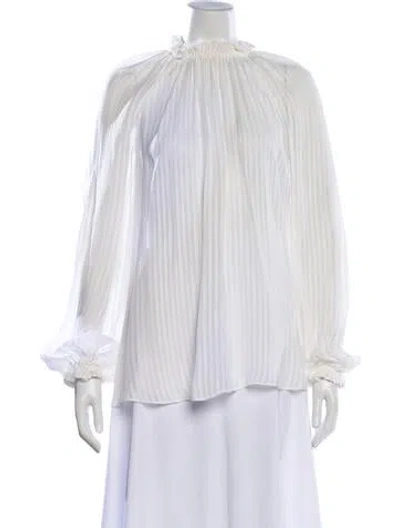 Pre-owned Zimmermann Striped Tie Neck Blouse In White