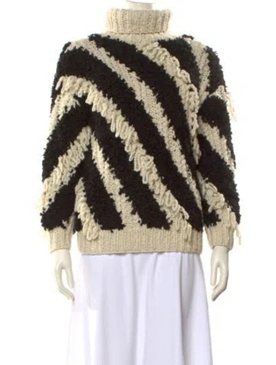 Pre-owned Zimmermann Striped Turtleneck Sweater In Black