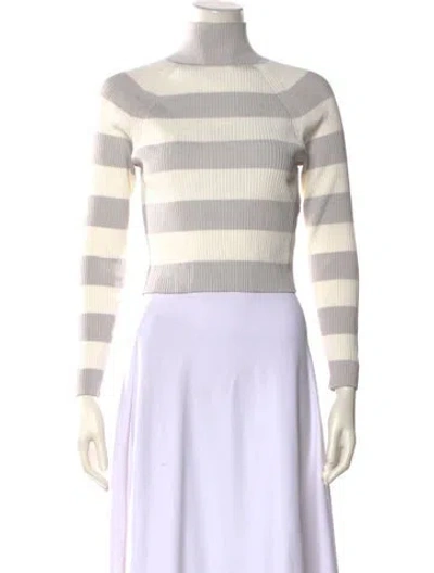 Pre-owned Zimmermann Striped Turtleneck Sweater In Grey