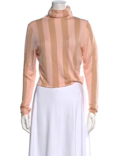 Pre-owned Zimmermann Striped Turtleneck Sweater In Pink