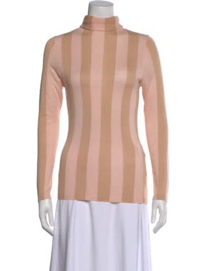 Pre-owned Zimmermann Striped Turtleneck Sweater W/ Tags In Pink