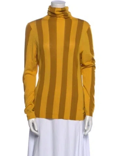 Pre-owned Zimmermann Striped Turtleneck Tunic In Yellow