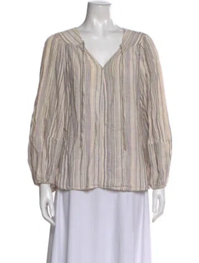 Pre-owned Zimmermann Striped V-neck Blouse In Neutral