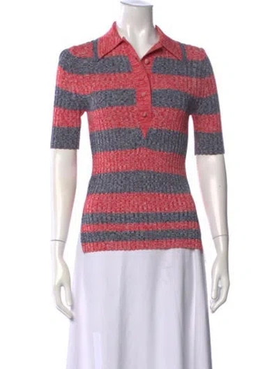 Pre-owned Zimmermann Striped V-neck Sweater In Red