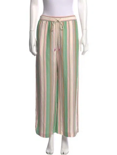 Pre-owned Zimmermann Striped Wide Leg Pants In Green