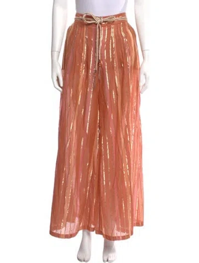 Pre-owned Zimmermann Striped Wide Leg Pants In Orange