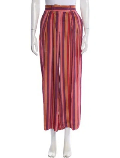 Pre-owned Zimmermann Striped Wide Leg Pants In Pink
