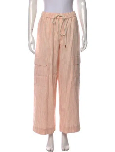 Pre-owned Zimmermann Striped Wide Leg Pants In Pink