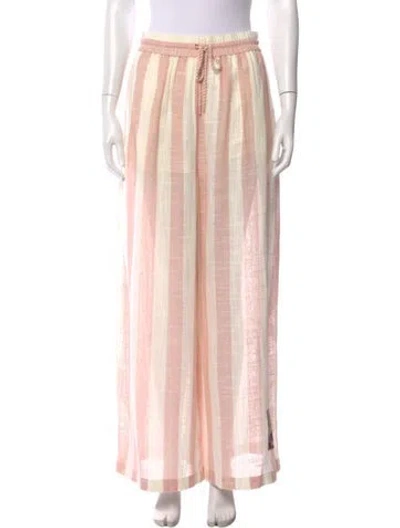 Pre-owned Zimmermann Striped Wide Leg Pants In Pink