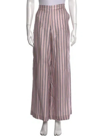 Pre-owned Zimmermann Striped Wide Leg Pants In Pink