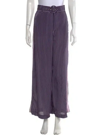 Pre-owned Zimmermann Striped Wide Leg Pants In Purple