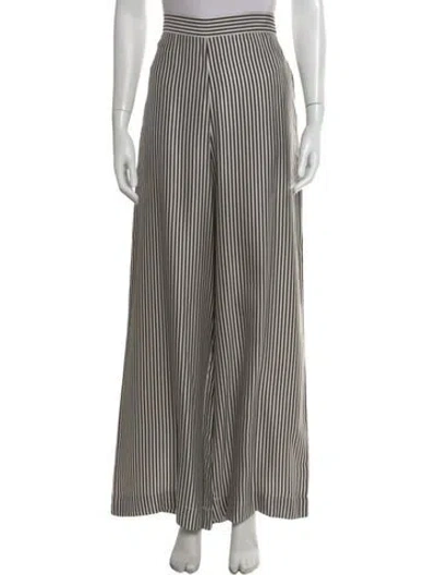 Pre-owned Zimmermann Striped Wide Leg Pants In White