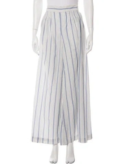Pre-owned Zimmermann Striped Wide Leg Pants In White