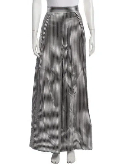 Pre-owned Zimmermann Striped Wide Leg Pants In White