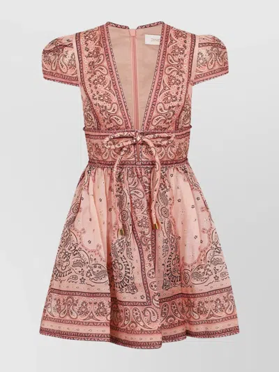 ZIMMERMANN STRUCTURED MINI DRESS WITH TIE WAIST
