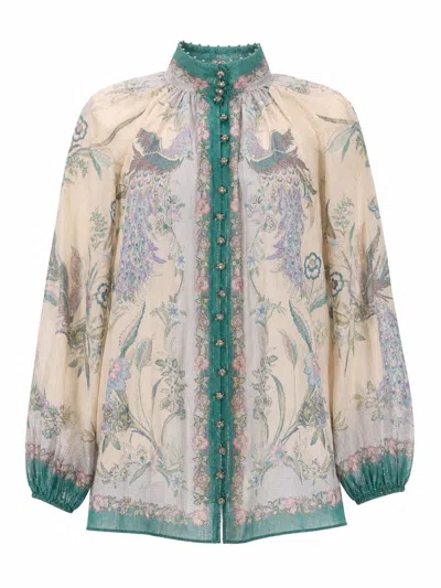 Zimmermann Style Metallic-thread Cotton Silk Shirt In Multi