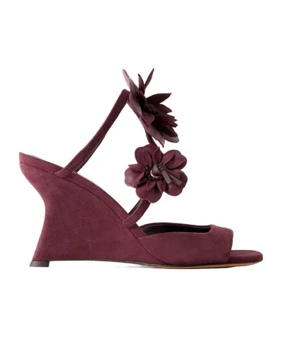 Zimmermann Suede Wedge Sandals In Burgundy