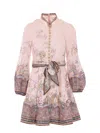 Zimmermann Womens Pink Paisley Alchemy Belted Floral-print Linen Mini Dress In Neutral