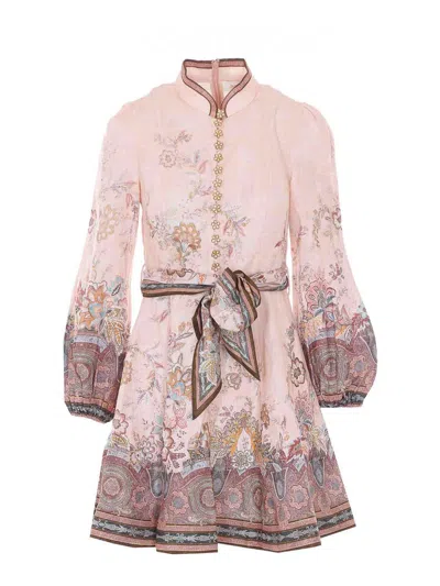 ZIMMERMANN PINK ALCHEMY BUTTON MINI DRESS
