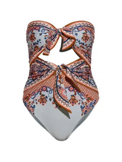 Zimmermann Sundance Paisley-print Cut-out Swimsuit In Multi