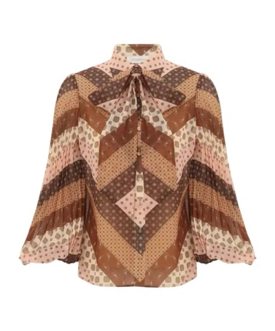 Zimmermann Sunray Collard Shirt In Multi