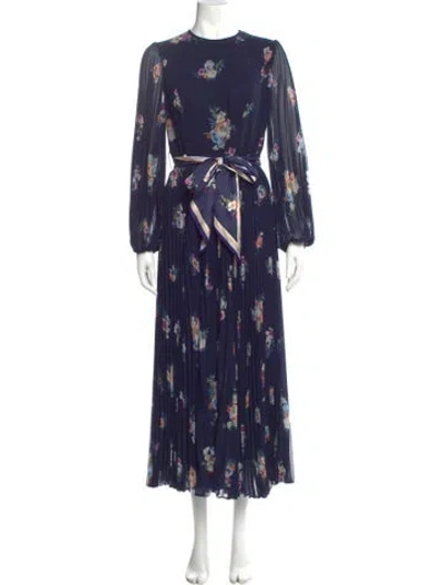 Pre-owned Zimmermann Sunray Long Sleeve Midi Long Dress In Blue