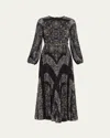 Zimmermann Sunray Belted Printed Recycled Plissé-chiffon Midi Dress In Black Paisley